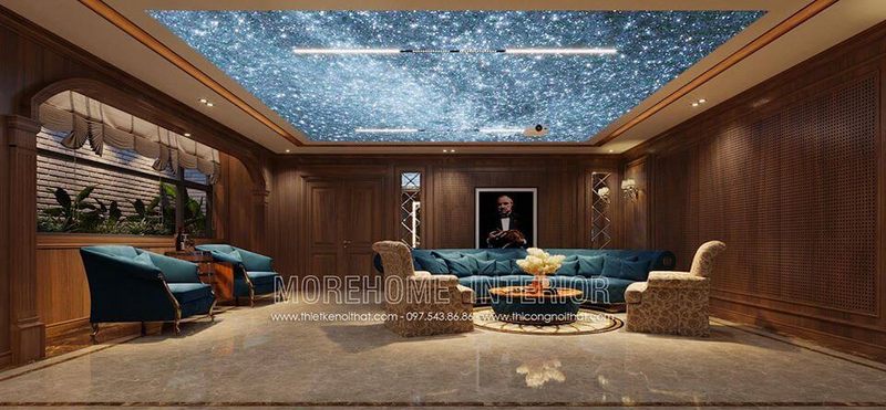 Mẫu sofa tân cổ điển đẹp cho tầng hầm nhà biệt thự Vinhomes Greeb bay