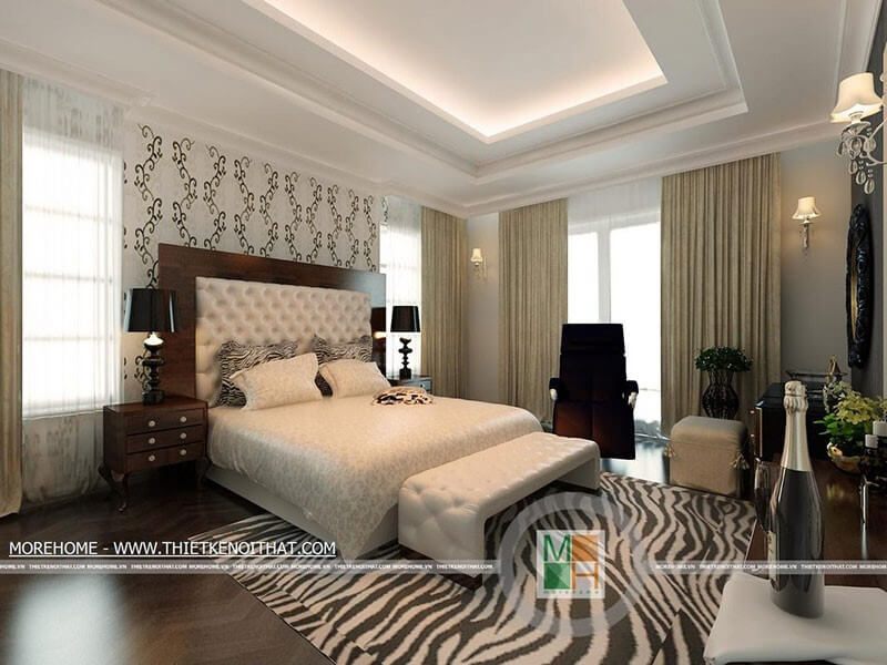 Thiết kế nội thất phòng ngủ tân cổ điển cho không gian biệt thự chung cư